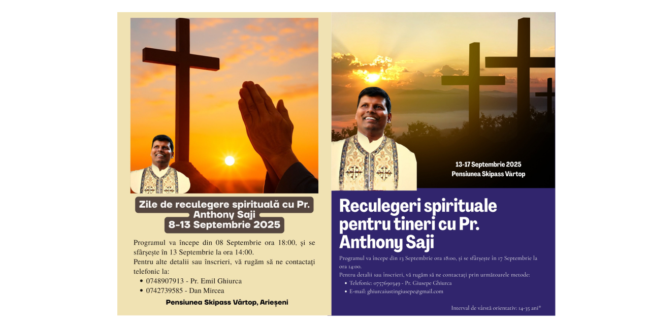 Invitație la Reculegeri Spirituale cu Pr. Anthony Saji