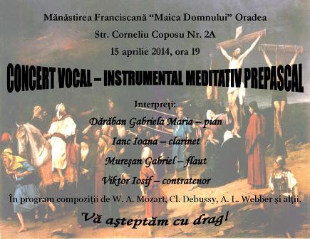 Invitatie: Concert vocal-instrumental în Biserica Adormirea Maicii Domnului din Oradea,
