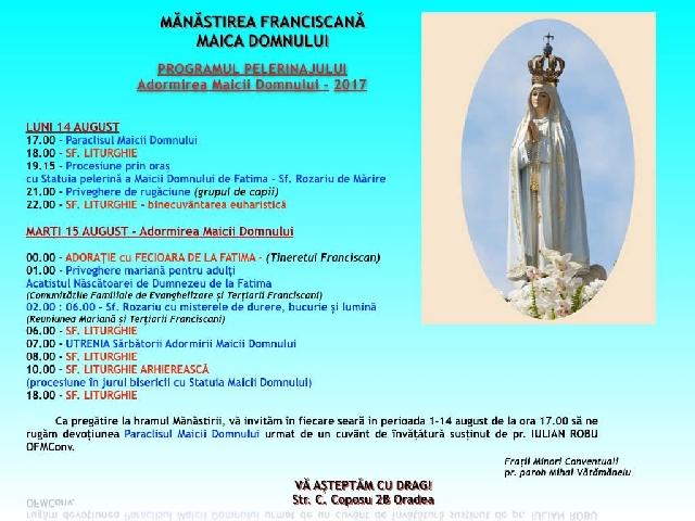 Invitatie: Hramul Manastirii Franciscane,